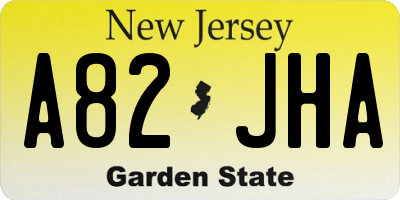 NJ license plate A82JHA