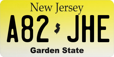 NJ license plate A82JHE