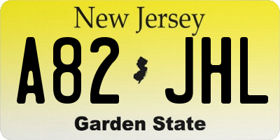 NJ license plate A82JHL