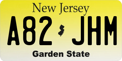NJ license plate A82JHM
