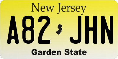 NJ license plate A82JHN