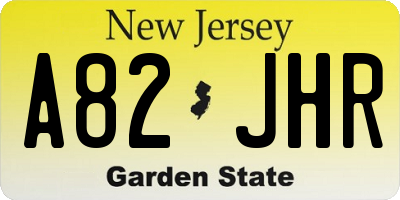 NJ license plate A82JHR