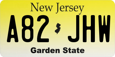 NJ license plate A82JHW