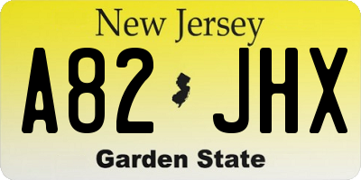 NJ license plate A82JHX