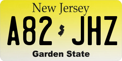 NJ license plate A82JHZ