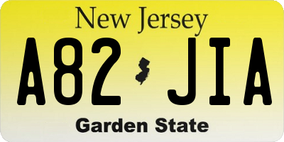 NJ license plate A82JIA