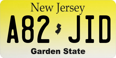 NJ license plate A82JID