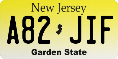 NJ license plate A82JIF