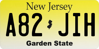 NJ license plate A82JIH