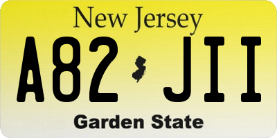 NJ license plate A82JII