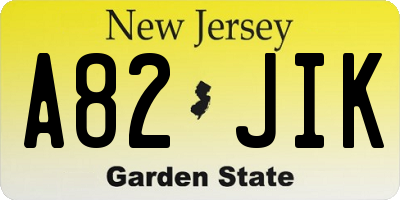 NJ license plate A82JIK