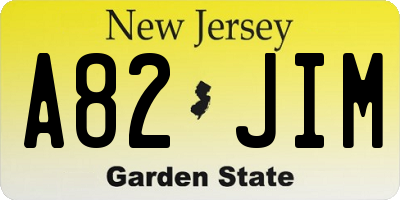 NJ license plate A82JIM