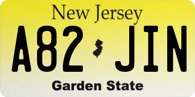 NJ license plate A82JIN