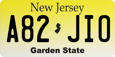 NJ license plate A82JIO