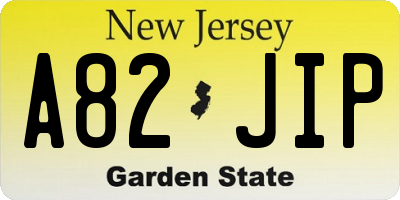 NJ license plate A82JIP