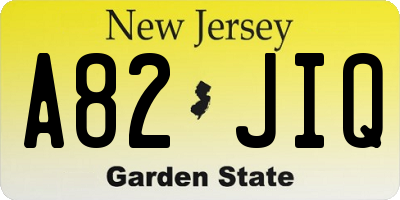 NJ license plate A82JIQ