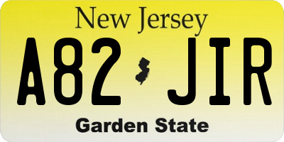 NJ license plate A82JIR