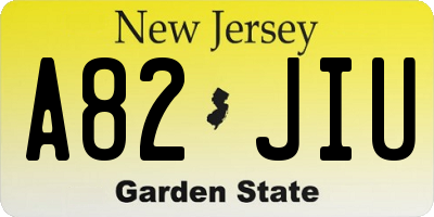 NJ license plate A82JIU