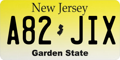 NJ license plate A82JIX