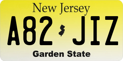 NJ license plate A82JIZ