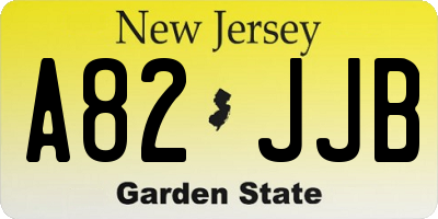 NJ license plate A82JJB