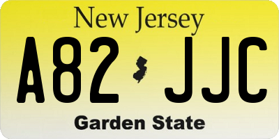 NJ license plate A82JJC