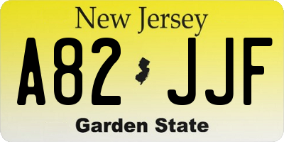NJ license plate A82JJF