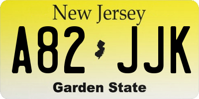 NJ license plate A82JJK
