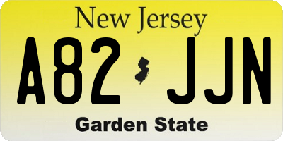 NJ license plate A82JJN