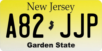 NJ license plate A82JJP