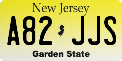 NJ license plate A82JJS