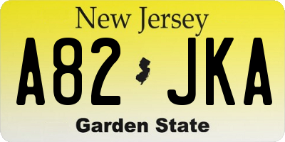 NJ license plate A82JKA
