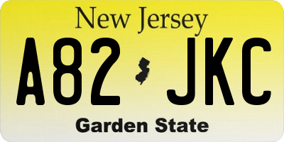 NJ license plate A82JKC