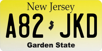 NJ license plate A82JKD