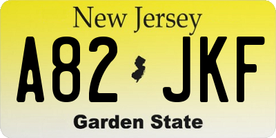 NJ license plate A82JKF