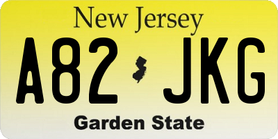 NJ license plate A82JKG