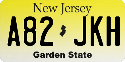 NJ license plate A82JKH