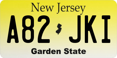 NJ license plate A82JKI