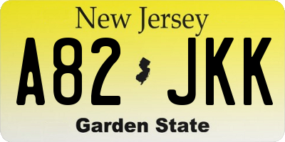 NJ license plate A82JKK