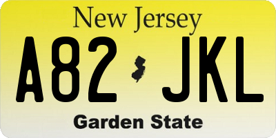 NJ license plate A82JKL