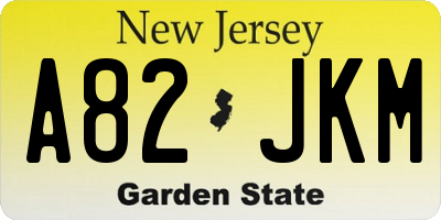 NJ license plate A82JKM