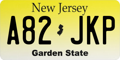 NJ license plate A82JKP