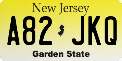 NJ license plate A82JKQ