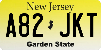 NJ license plate A82JKT