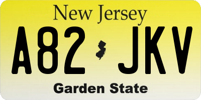 NJ license plate A82JKV