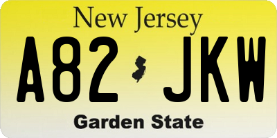 NJ license plate A82JKW
