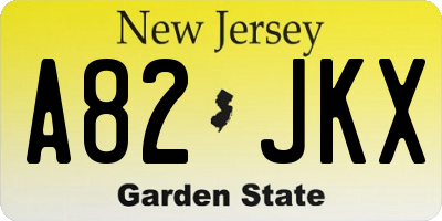 NJ license plate A82JKX