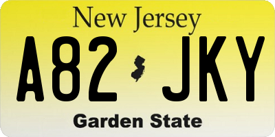 NJ license plate A82JKY