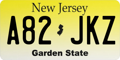 NJ license plate A82JKZ