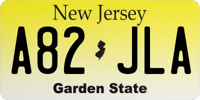 NJ license plate A82JLA